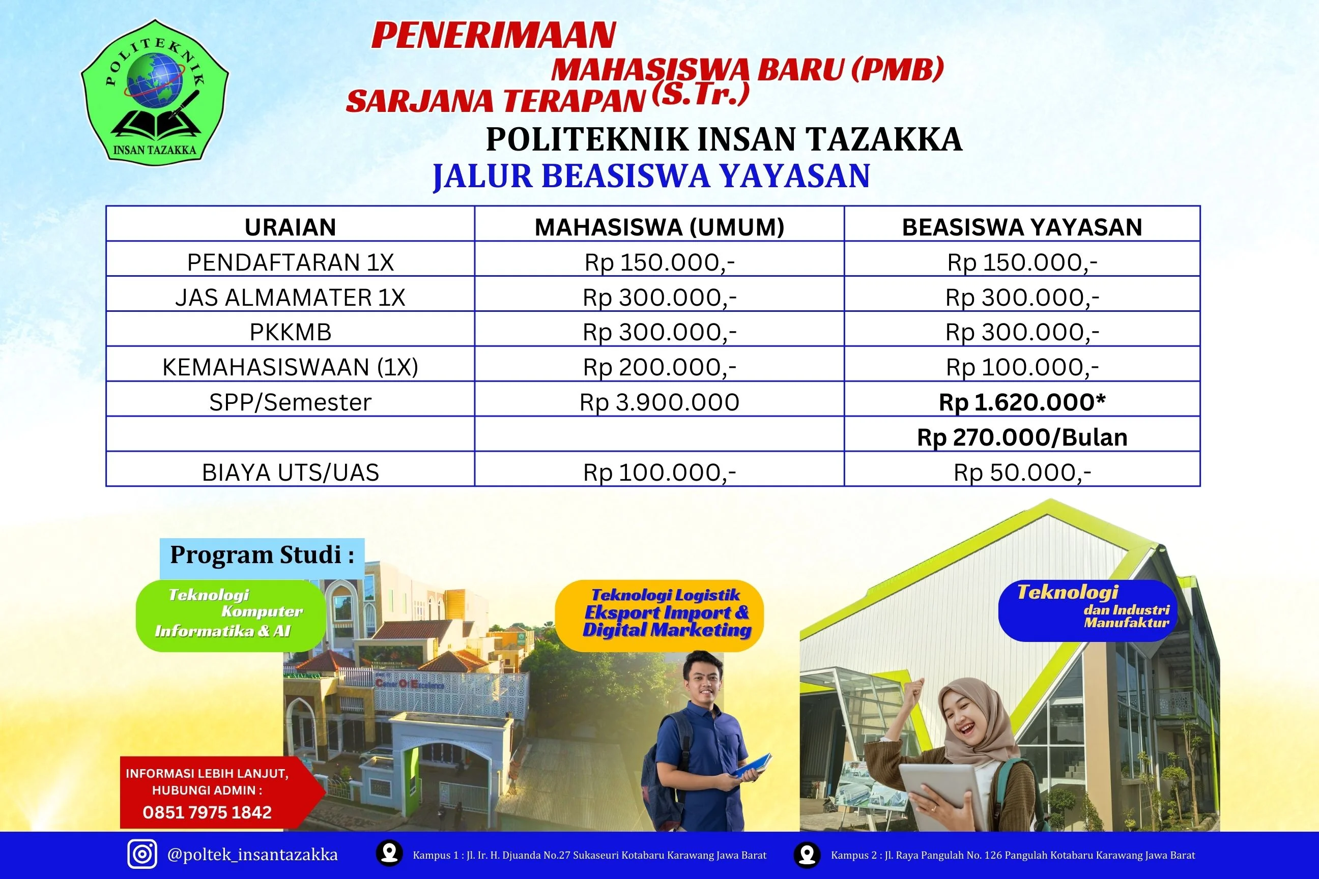 Biaya Masuk Beasiswa Yayasan